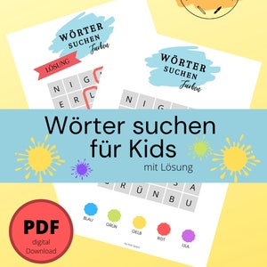 search words | Puzzle Template for Kids | Preschool | colors | digital download | to print | PDF