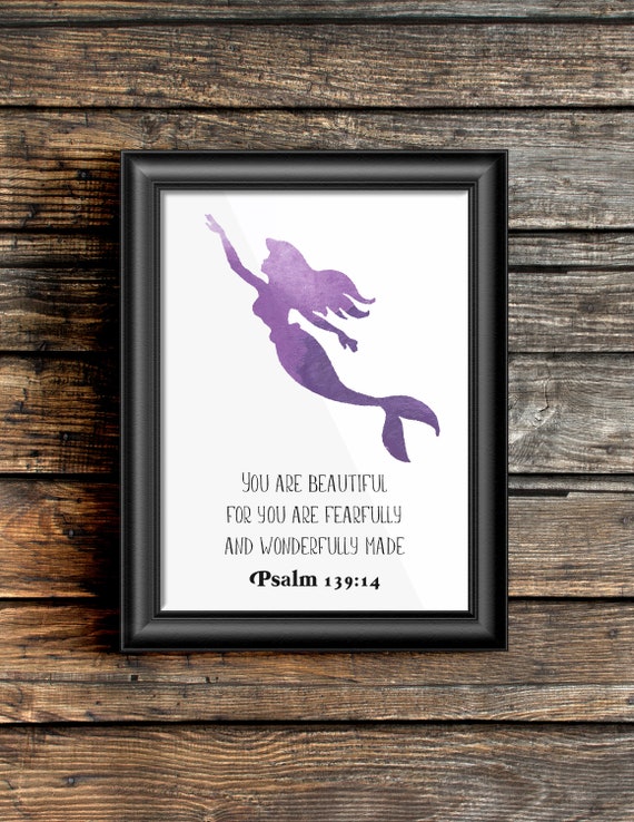 Disney Little Mermaid Princess Ariel Bible Verse Printable Art Etsy