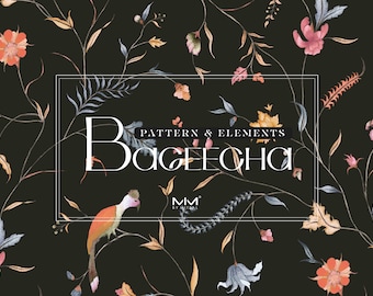 Bageecha Floral Seamless Pattern: Mid-Century Chintz (Digital Print)