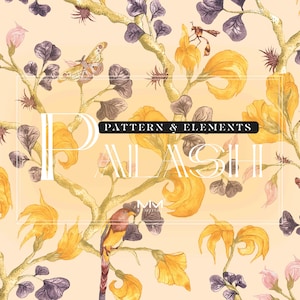 Palash Indian floral seamless pattern handpainted print Digital prints Fashion-Home Textile pattern collection bed linen wallpaper pattern