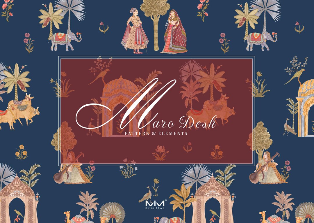 Desh Pattern Maro Desh Wallpaper | Indian Miniature Inspired Rajasthani Pattern ...