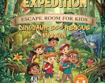 Jurassic Expedition Dinosaur Escape Room – Kids Mystery Adventure (Ages 6-8) (Digital Download)