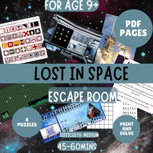 Lost in Space: Printable Escape Room Adventure for Kids, NASA-Inspired Puzzle Ages 9-12 Space Mission Sci-Fi Puzzle Game for kids scavenger