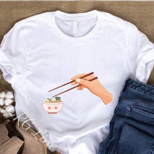 Chop stick print, foodie shirt, 3d effect print, Ramen lover, noodle lover shirt, Funny foodie shirt, shopping shirt, eatry shirt