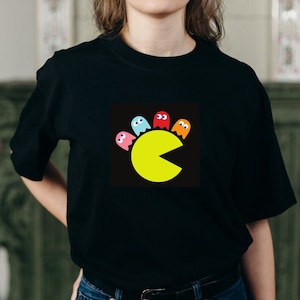 Pacman and ghost shirt,Retro game lover,Arcade games,Online gamer,nerd shirt,school kid shirt, Gamer dad gift,Gamer brother gift,Nerd gamer