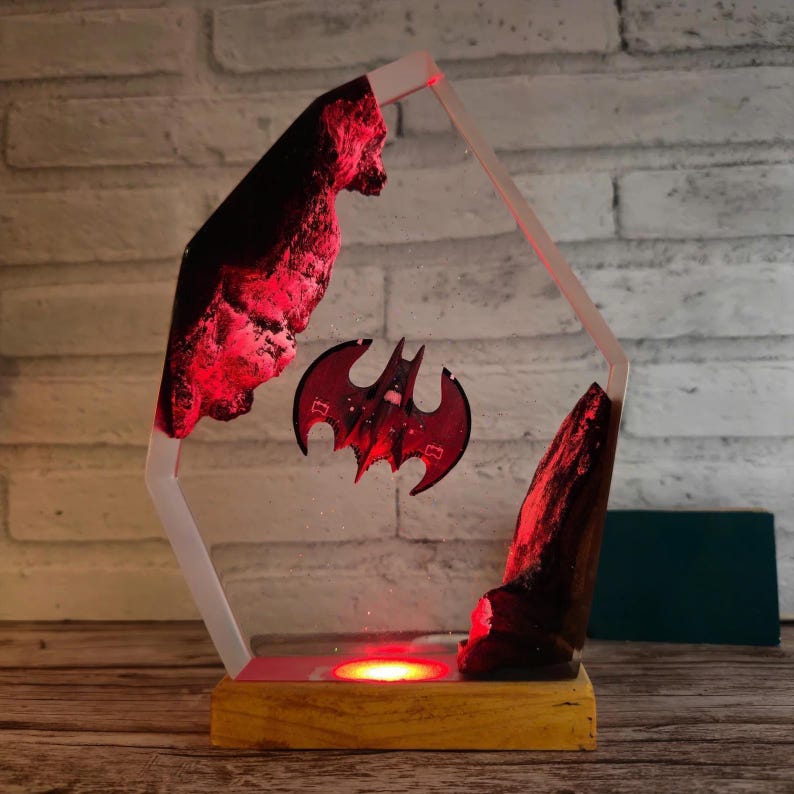 External Batwing Led Light Batwing Resin LED Lamp | Batman Flying Diorama | DC Superhero Light ...