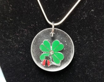 Round Resin Shamrock Necklace