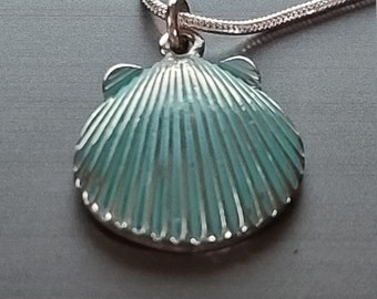 Turquoise Colored Clamshell Pendant