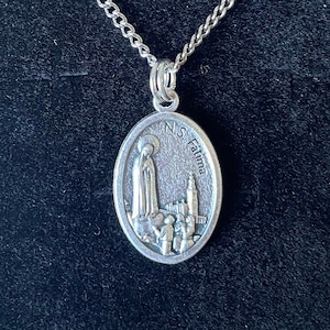Our Lady of Fatima Medal Women 18&quot; Stainless Steel Chain Necklace Catholic Mercy Mary Handmade