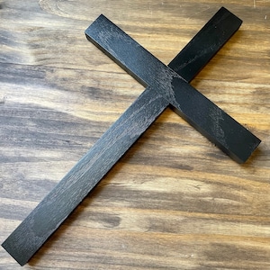 17&quot; Plain Wall Cross Wood Black Decor Christ Catholic Mercy Cruz Made in USA Faith Christian