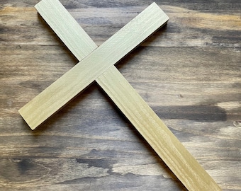 17" Plain Wall Cross Wood Metallic Gold Decor Christ Catholic Mercy Cruz Made in USA Faith Christian