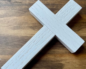 Small 5" Plain Wall Cross Wood White Decor Christ Catholic Mercy Cruz Made in USA Faith Christian