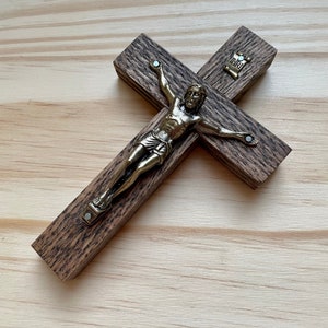 5" Wall Crucifix Wood Brown Bronze Decor Christ Cross Crucifijo Catholic Mercy Cruz Made in USA