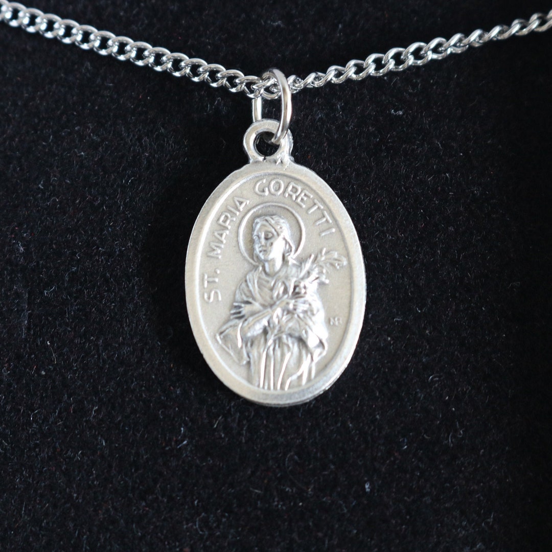 St Maria Goretti Medal Women 18" Stainless Steel Chain Necklace ...