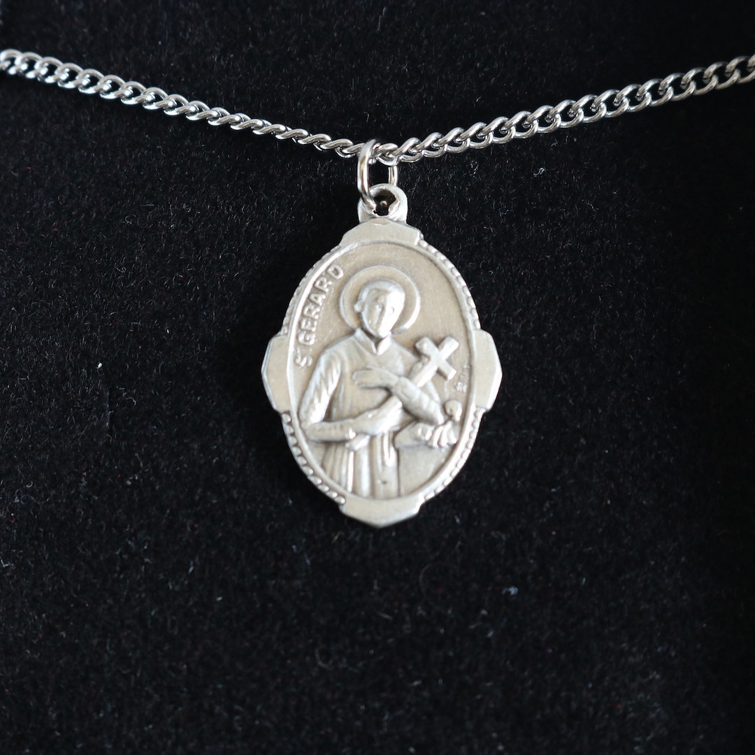 St Gerard Medal Women 18" Stainless Steel Chain Necklace Catholic Mercy ...