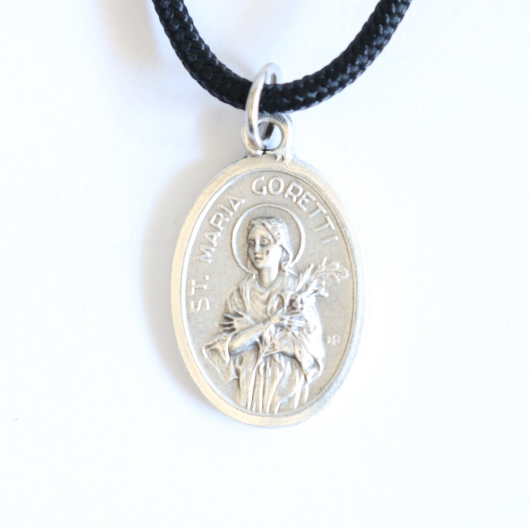 St Maria Goretti Black Paracord Medal Necklace Catholic Mercy Saints - Etsy