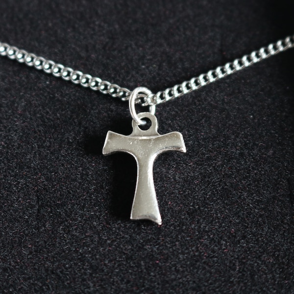 Tau Cross Medal Women 18" Stainless Steel Chain Necklace Catholic Mercy Pendant St Francis