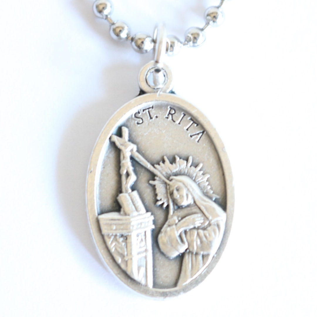 St Rita of Cascia Medal 20" Men Stainless Steel Chain Necklace Catholic ...