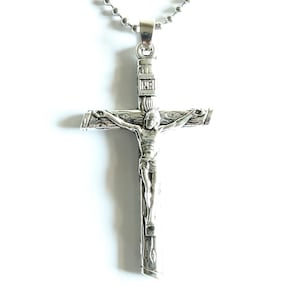 Men Necklace Original Christ Crucifix Pendant stainless steel Chain 20 inches Catholic Mercy Cross