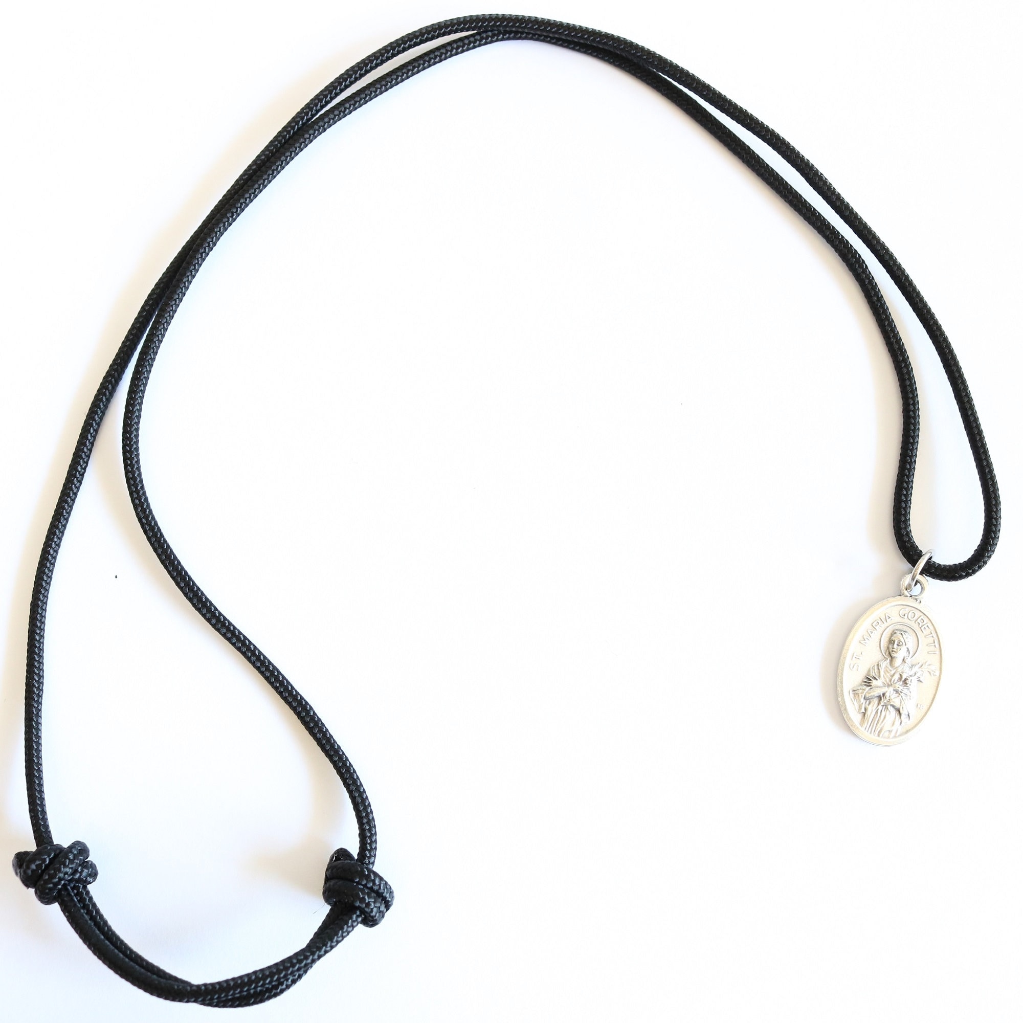 St Maria Goretti Black Paracord Medal Necklace Catholic Mercy Saints - Etsy
