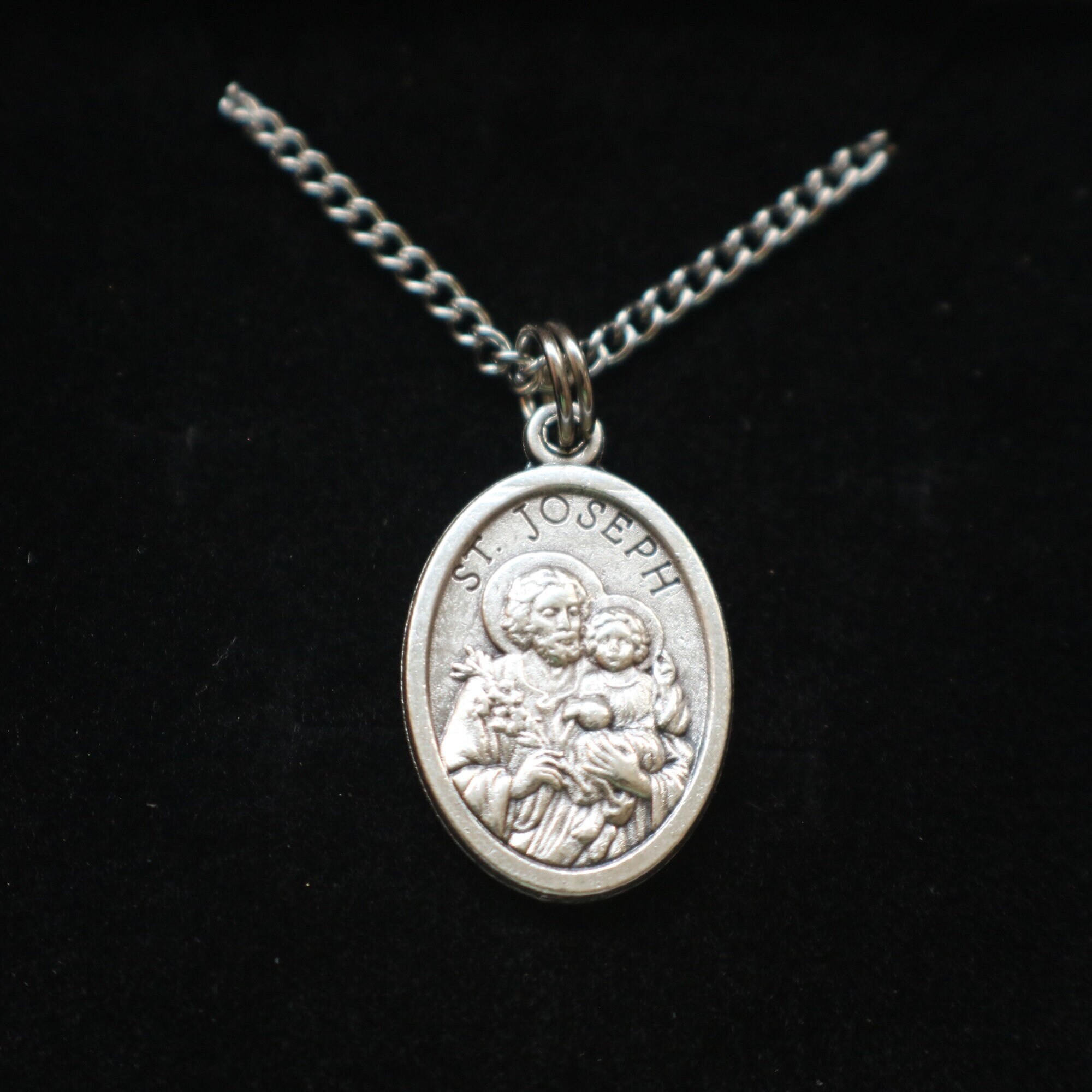 St Joseph Medal Women 18" Stainless Steel Chain Necklace Catholic Mercy ...