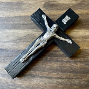 5&quot; Wall Crucifix Wood Black Decor Christ Cross Crucifijo Catholic Mercy Cruz Made in USA