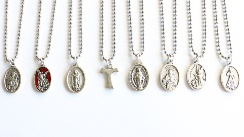 St Francis Medal 20" Men Stainless Steel Chain Necklace Catholic Mercy ...