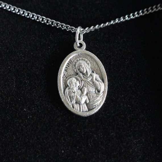 St Anne Medal Women 18 Stainless Steel Chain Necklace | Etsy