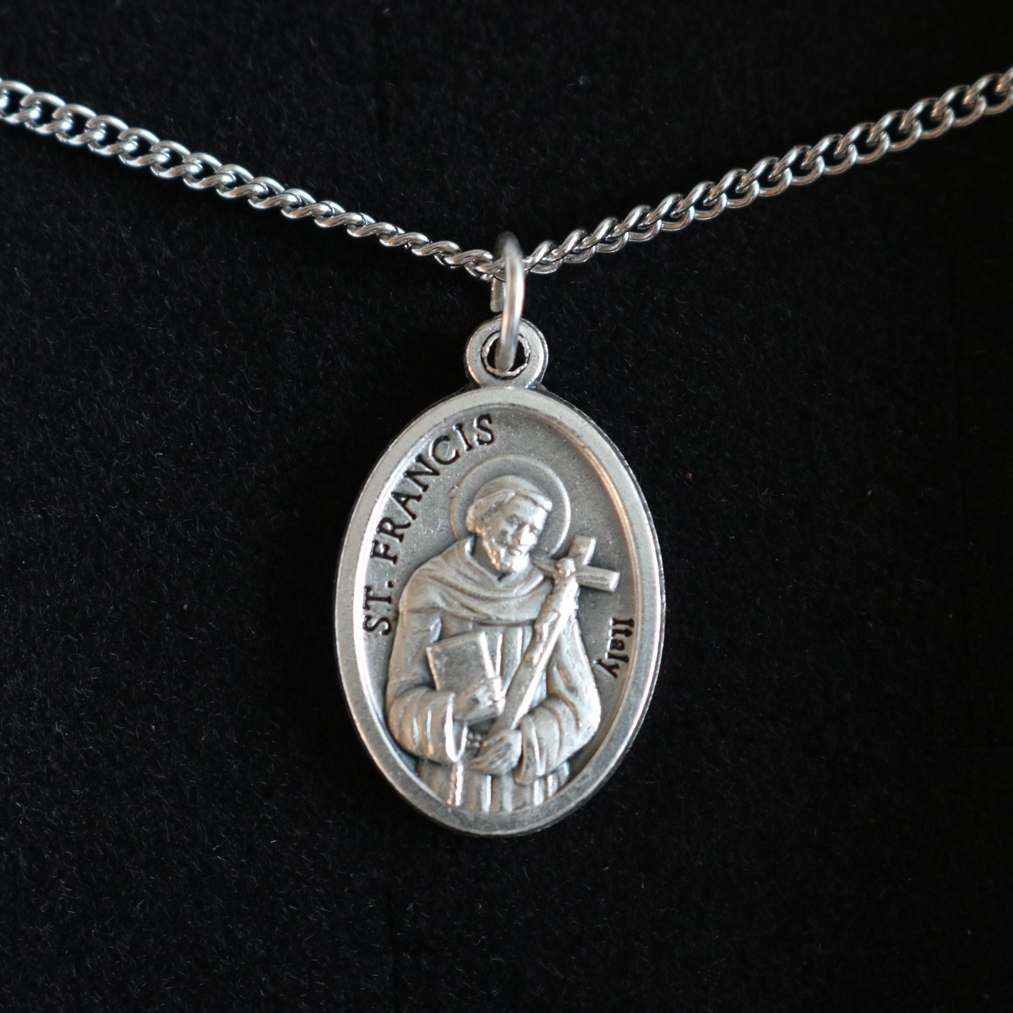 St Francis Medal Women 18" Stainless Steel Chain Necklace Catholic ...