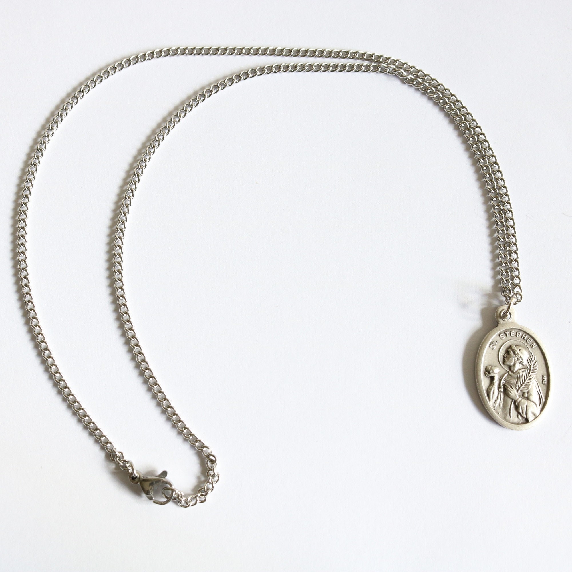 St Stephen Medal Women 18 Stainless Steel Chain Necklace - Etsy