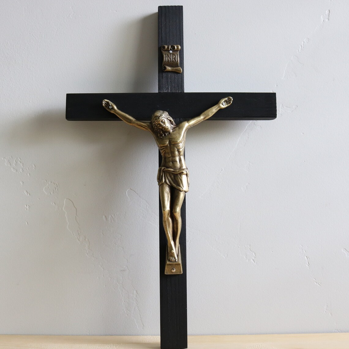 13 Wall Crucifix Wood Black Bronze Christ Decor Cross Etsy