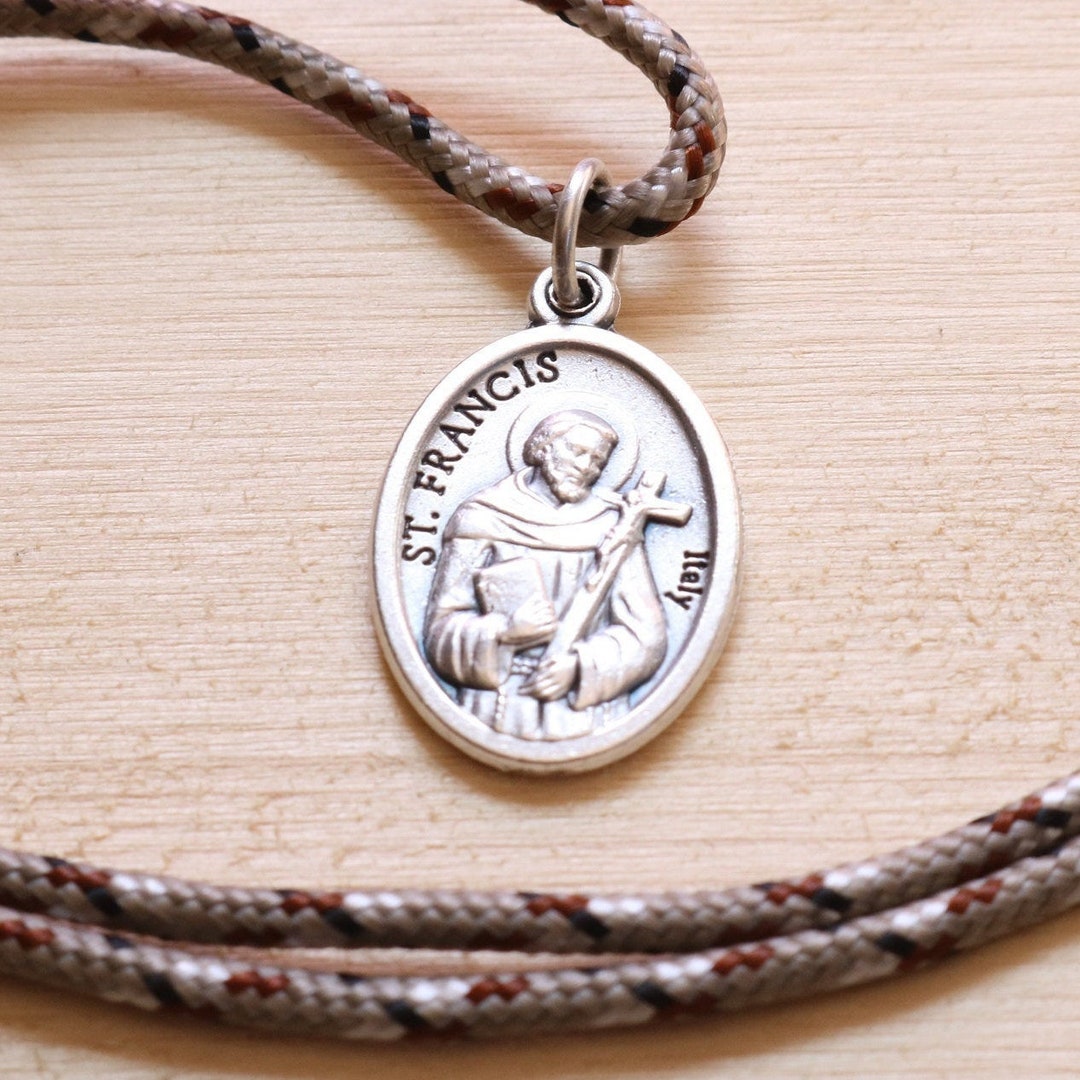 St Francis of Assisi Pendant Camo Paracord Medal Necklace Catholic ...