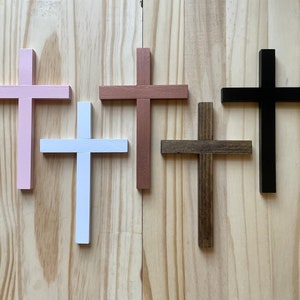 8&quot; Plain Wall Cross Wood Black White Copper Pink and Brown Home Decor Christ Catholic Mercy Cruz Made in USA Christian