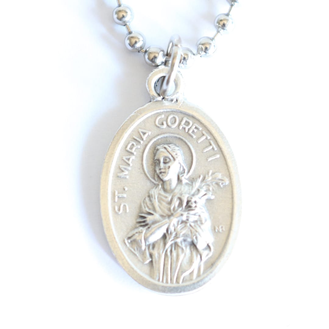 St Maria Goretti Medal 20" Men Stainless Steel Chain Necklace Catholic ...