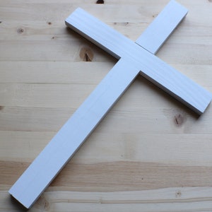 17&quot; Plain Wall Cross Wood White Decor Christ Catholic Mercy Cruz Made in USA Faith Christian