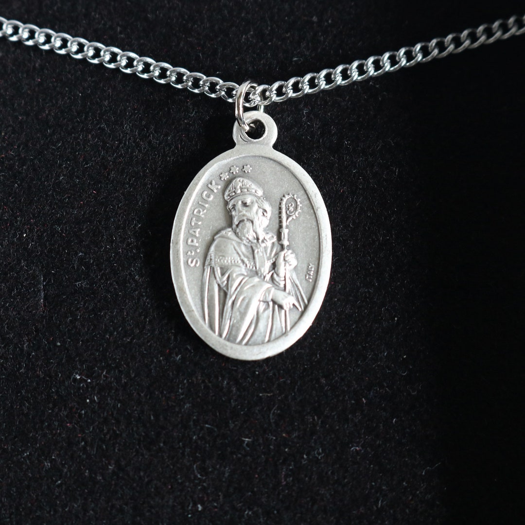 St Patrick Medal Women 18" Stainless Steel Chain Necklace Catholic ...