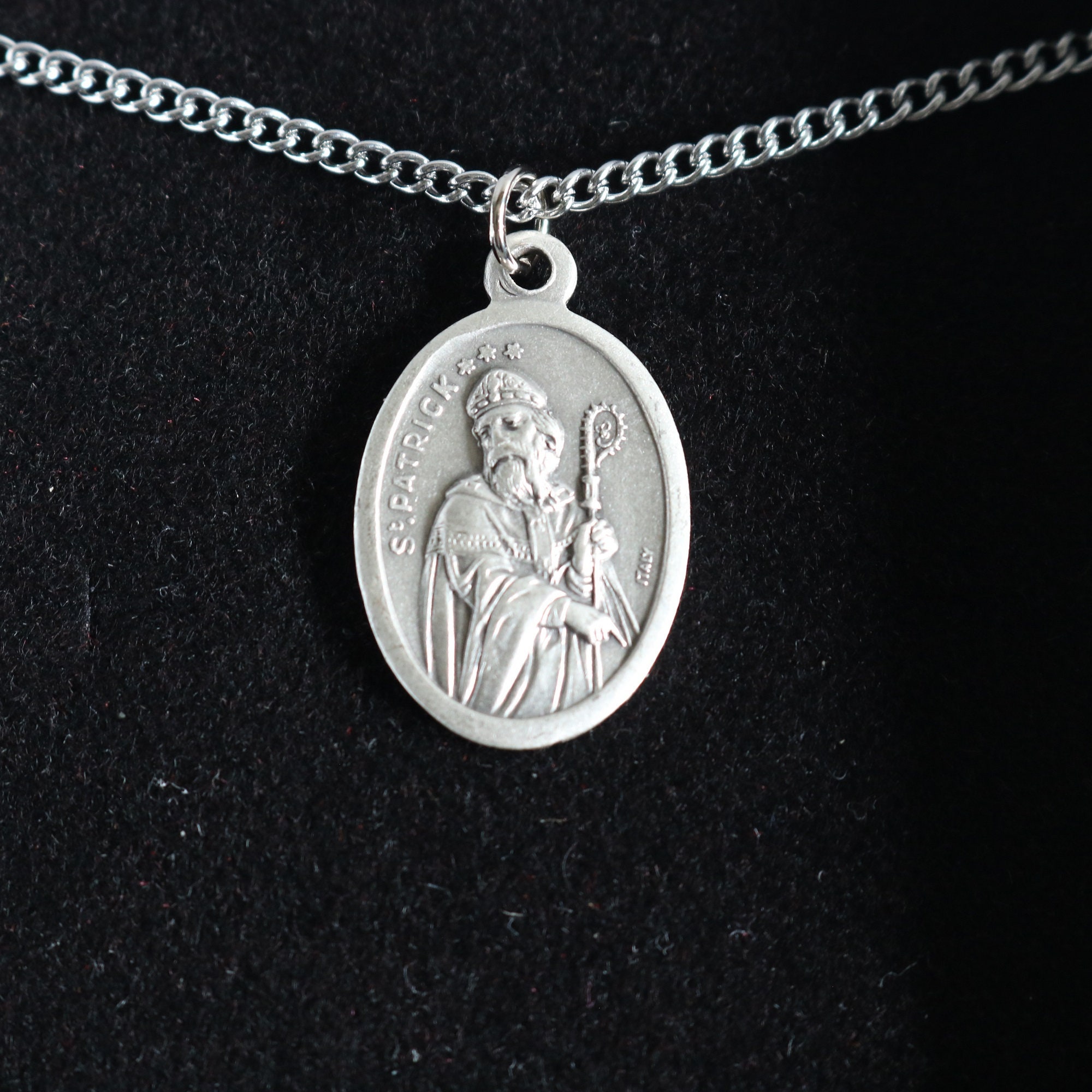 St Patrick Medal Women 18" Stainless Steel Chain Necklace Catholic ...