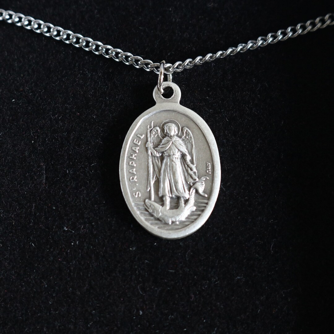 St Raphael Archangel Medal Women 18" Stainless Steel Chain Necklace ...