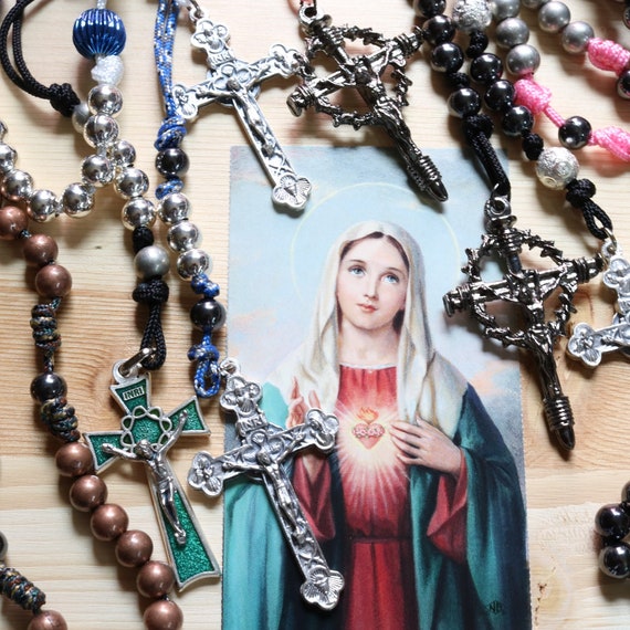 Rosario Cattolico Collana Rosario In Acciaio Inox Con Croce - Collana Cattolica, Perle Da 6mm, 26 Ciondoli, Perfetto Per La Preghiera Collana Rosario 6mm Grani - Foto 2