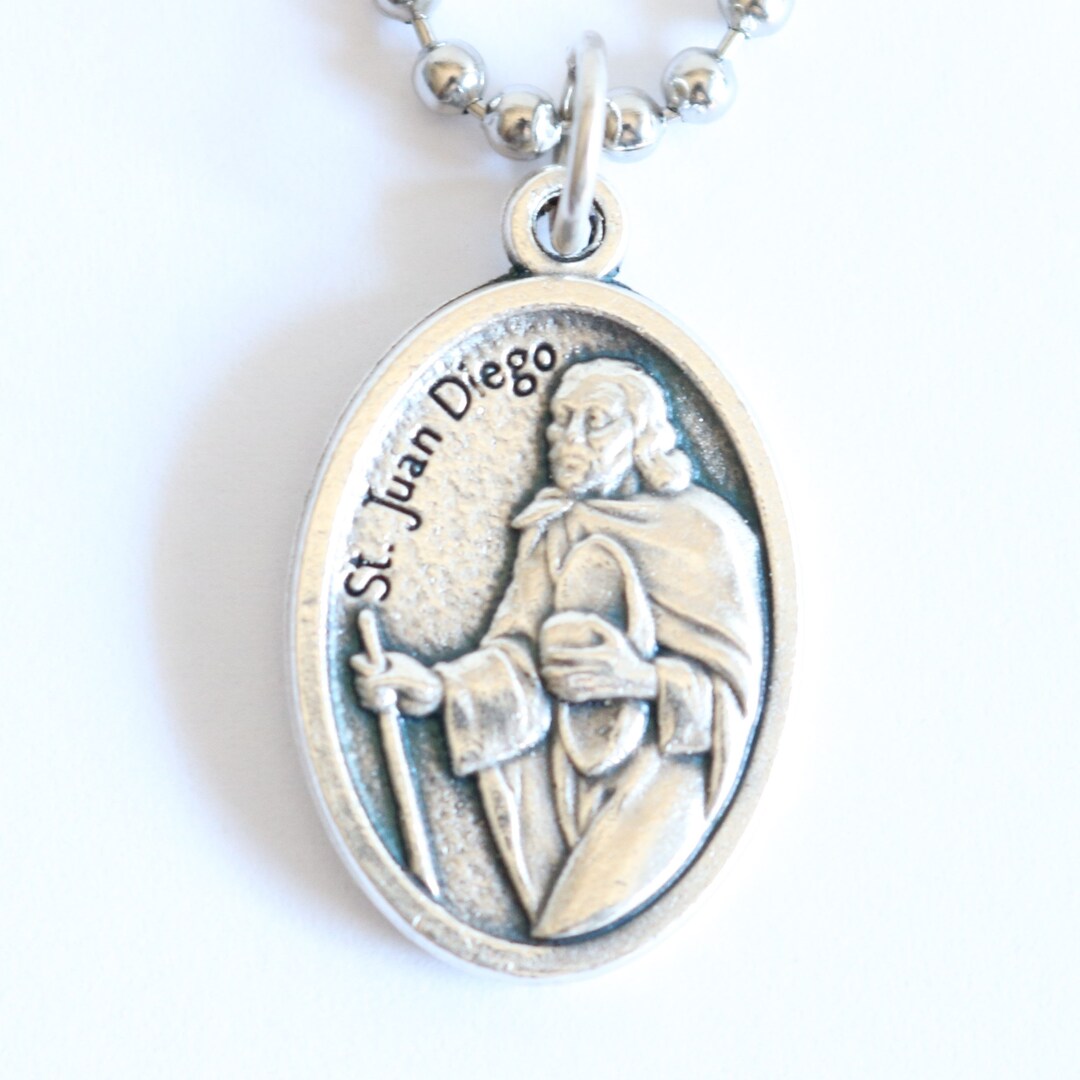 Juan Diego Medal 20" Men Stainless Steel Chain Necklace Catholic Mercy ...