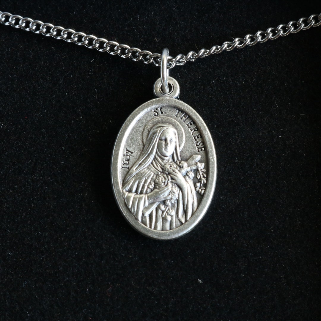 St Therese Medal Women 18" Stainless Steel Chain Necklace Catholic ...