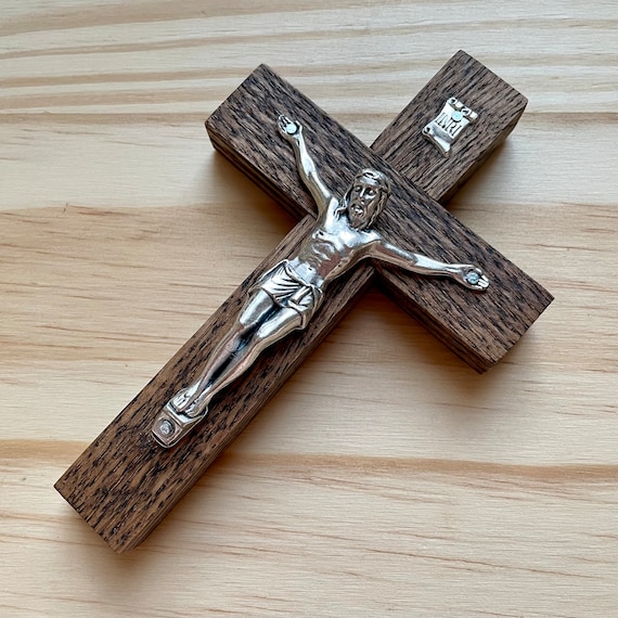 Cruz de pared de crucifijo, cruz católica de madera colgante de Jesucristo  para decoración de pared, 10 pulgadas