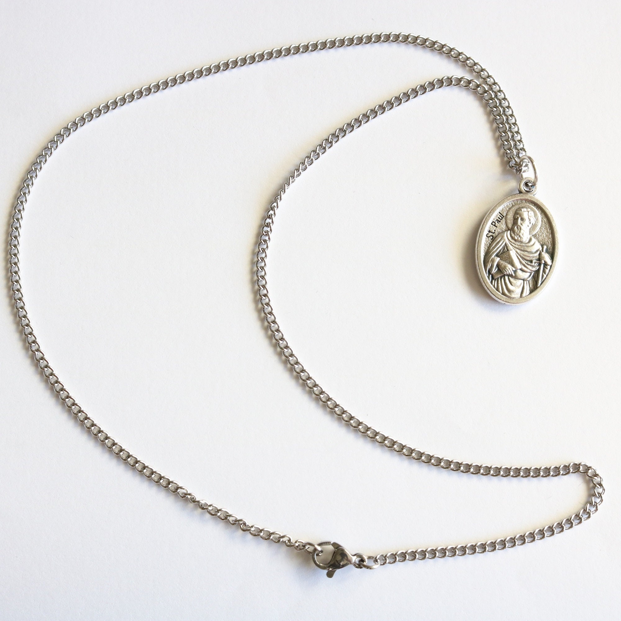St Peter and St Paul Medal Women 18" Stainless Steel Chain Necklace ...