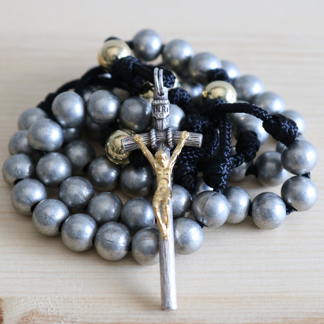 Rosario Militare Di Un Decennio In Paracord, Perline D'argento - Foto 5