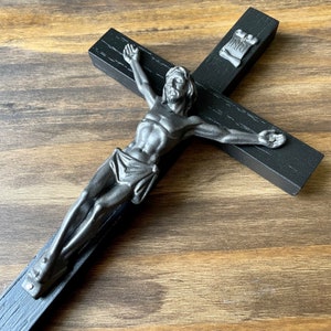 8" muur kruisbeeld hout zwart brons decor Christus kruis Crucifio Catholic Mercy Cruz gemaakt in de VS