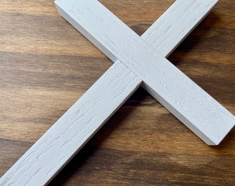 8" Plain Wall Cross Wood White Decor Christ Catholic Mercy Cruz Made in USA Faith Christian