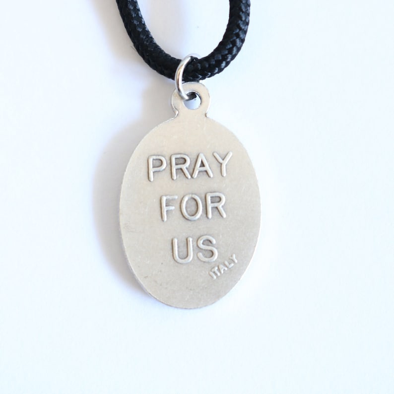 St Lawrence Pendant Black Paracord Medal Necklace Catholic Mercy Saints ...