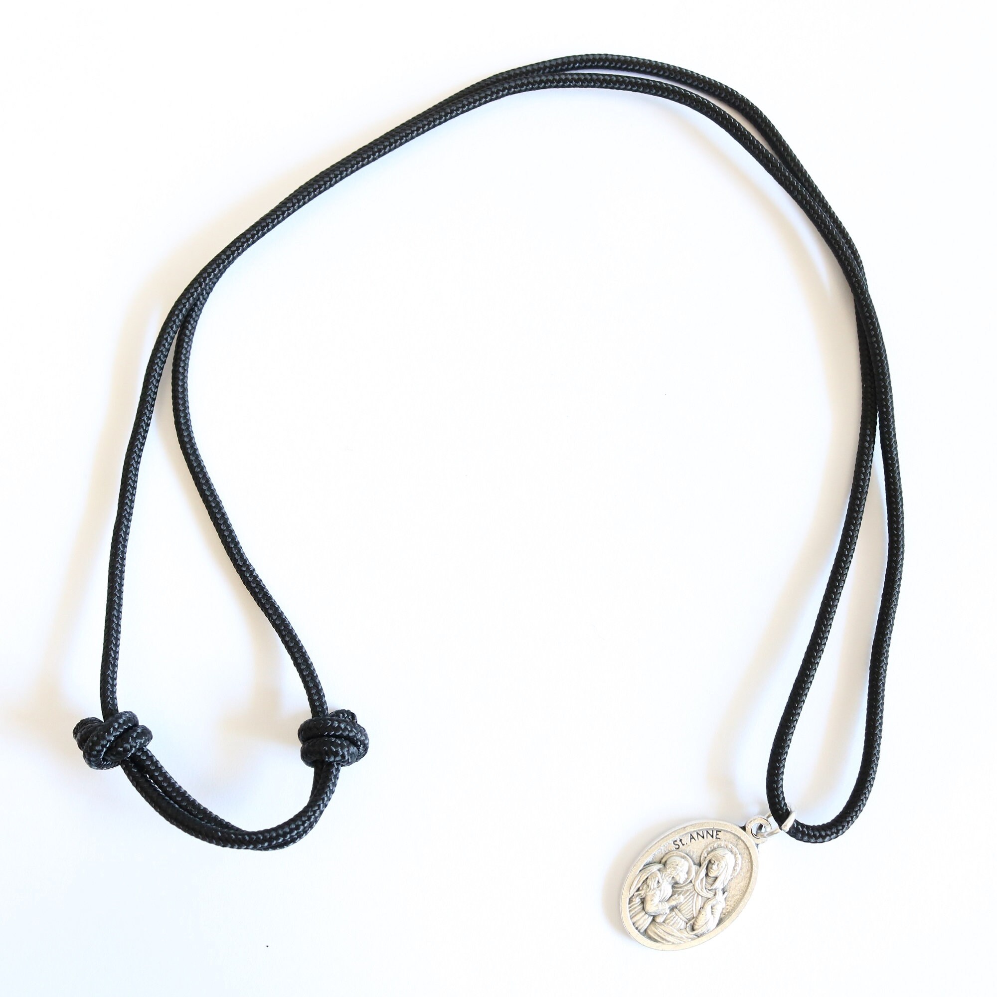 St Anne Pendant Black Paracord Medal Necklace Catholic Mercy Saints - Etsy