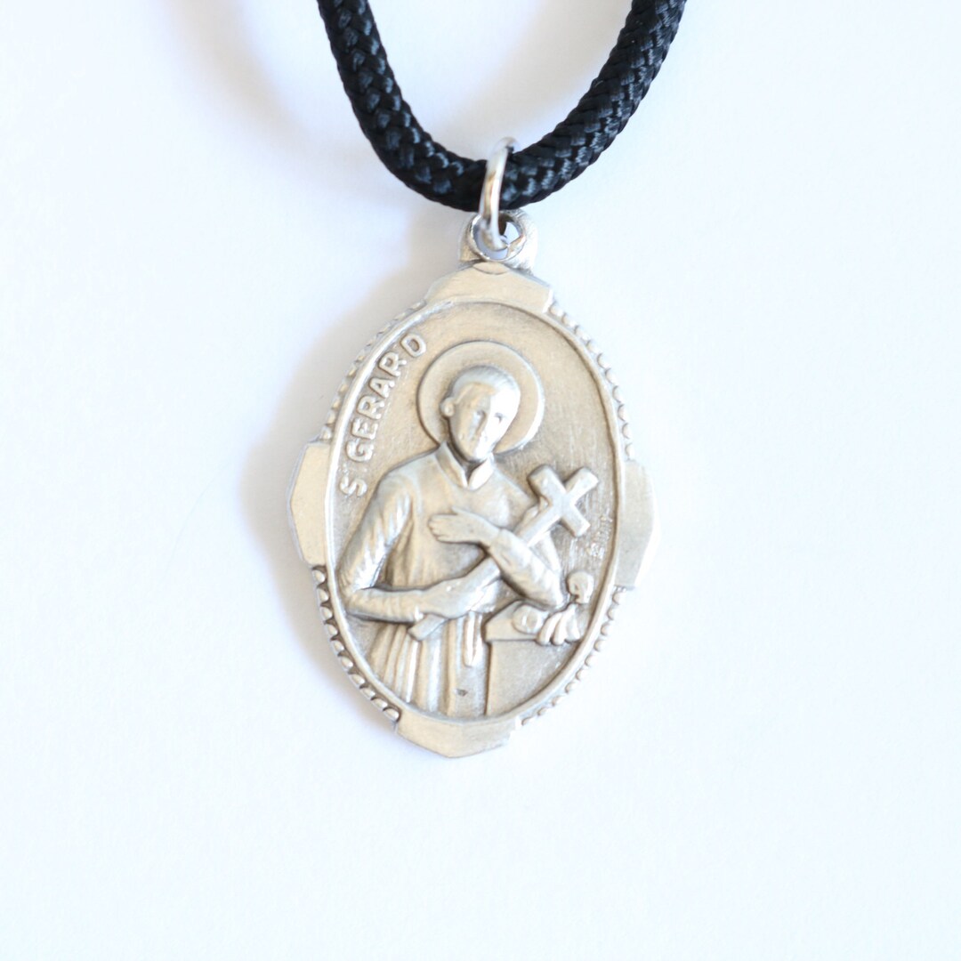 St Gerard Pendant Black Paracord Medal Necklace Catholic Mercy Saints ...