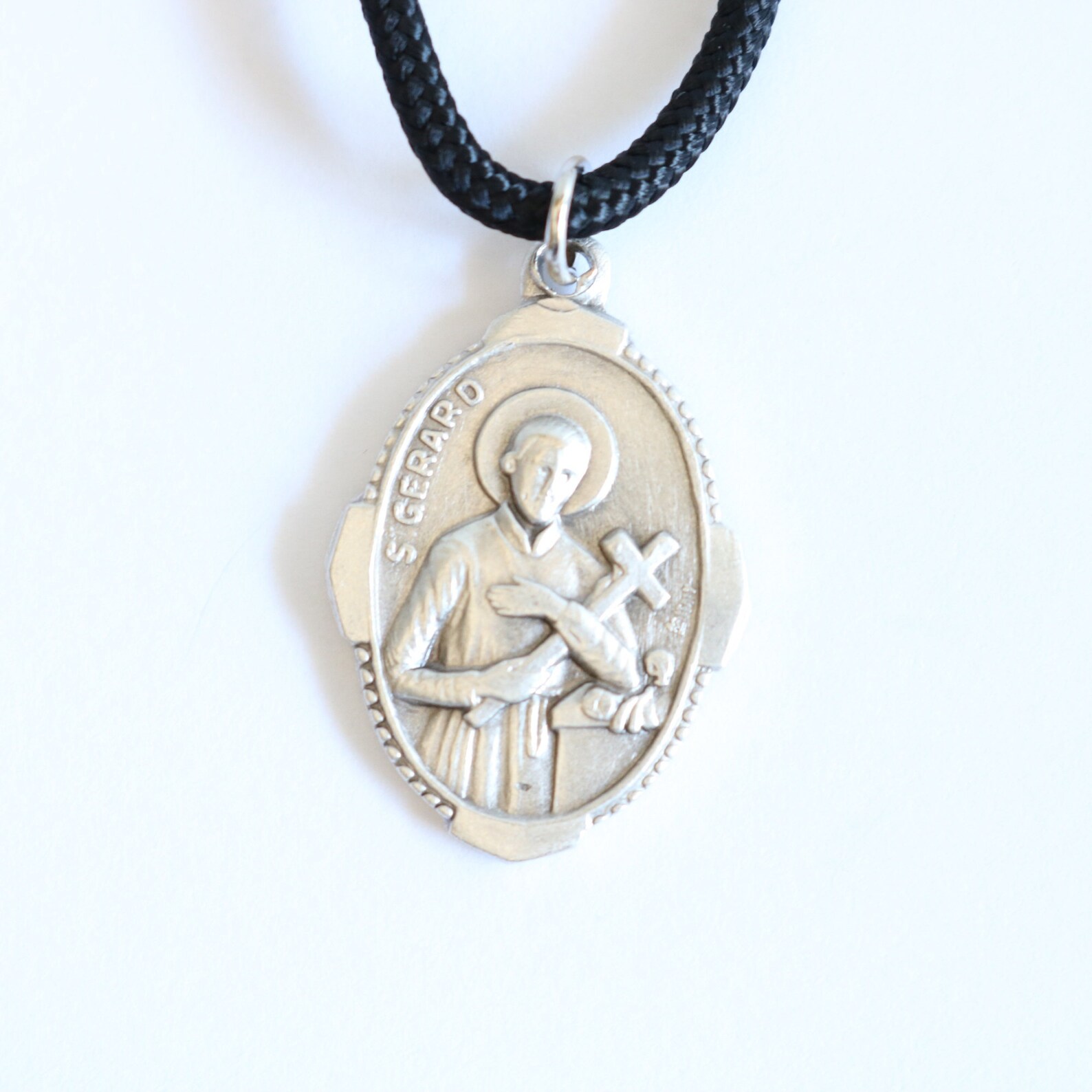 St Gerard Pendant Black Paracord Medal Necklace Catholic Mercy | Etsy
